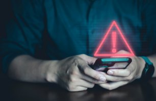 Emergency warning alert alarm on Smartphone, Data network protection, Virus alarm.